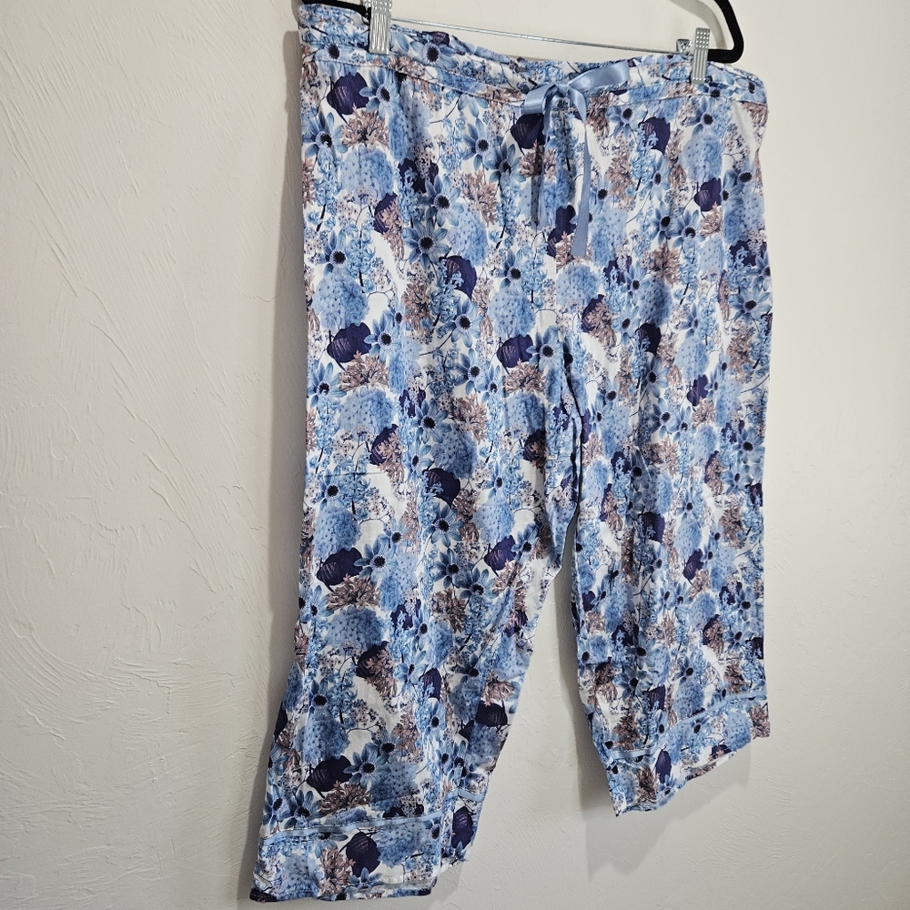 XL Papinelle Pajama Set Top Bottom Flower Print Womens Extra Large - Picture 13 of 16